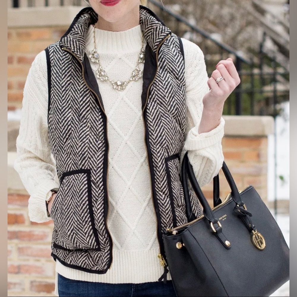 J. Crew Herringbone Printed Quilted Puffer Vest (S)
